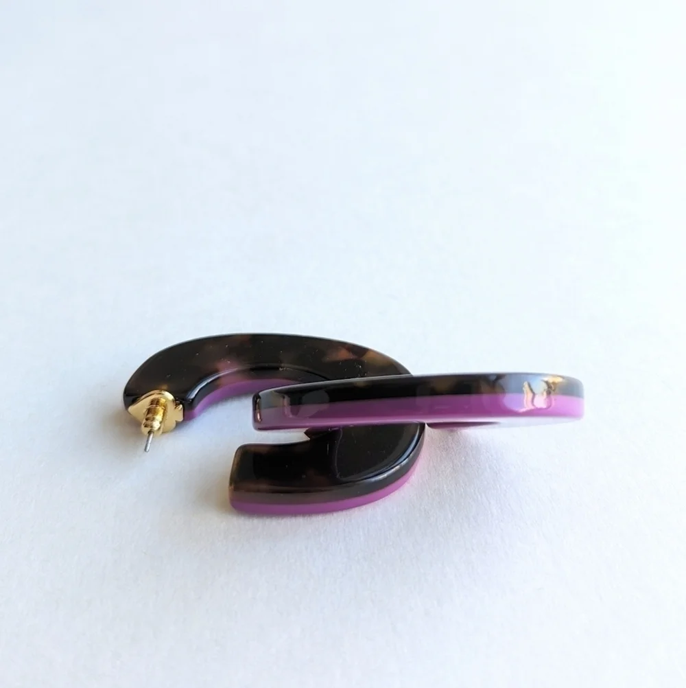 Kate Spade NY Resin 'Urban Jungle' Two Tone Hoop Earrings Purple, Tortoise